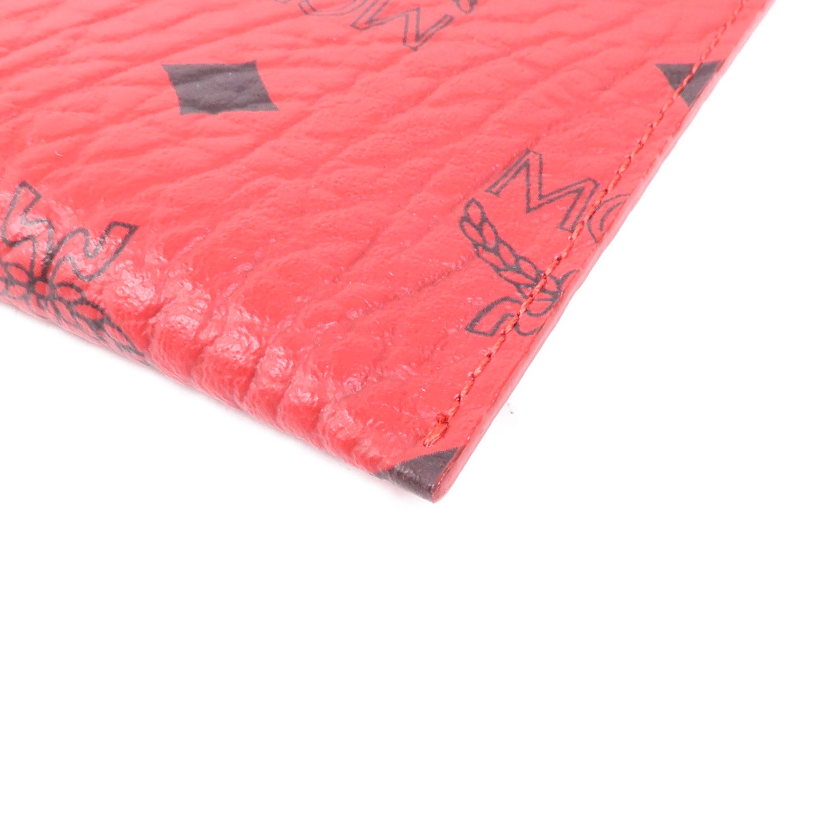 MCM GHW Pouch Clutch Coated Canvas Red
