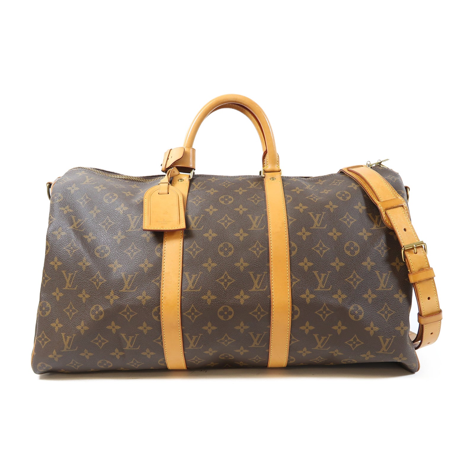 LOUIS VUITTON Monogram Keepall Bandouliere 50金扣手挽肩背兩用袋啡色