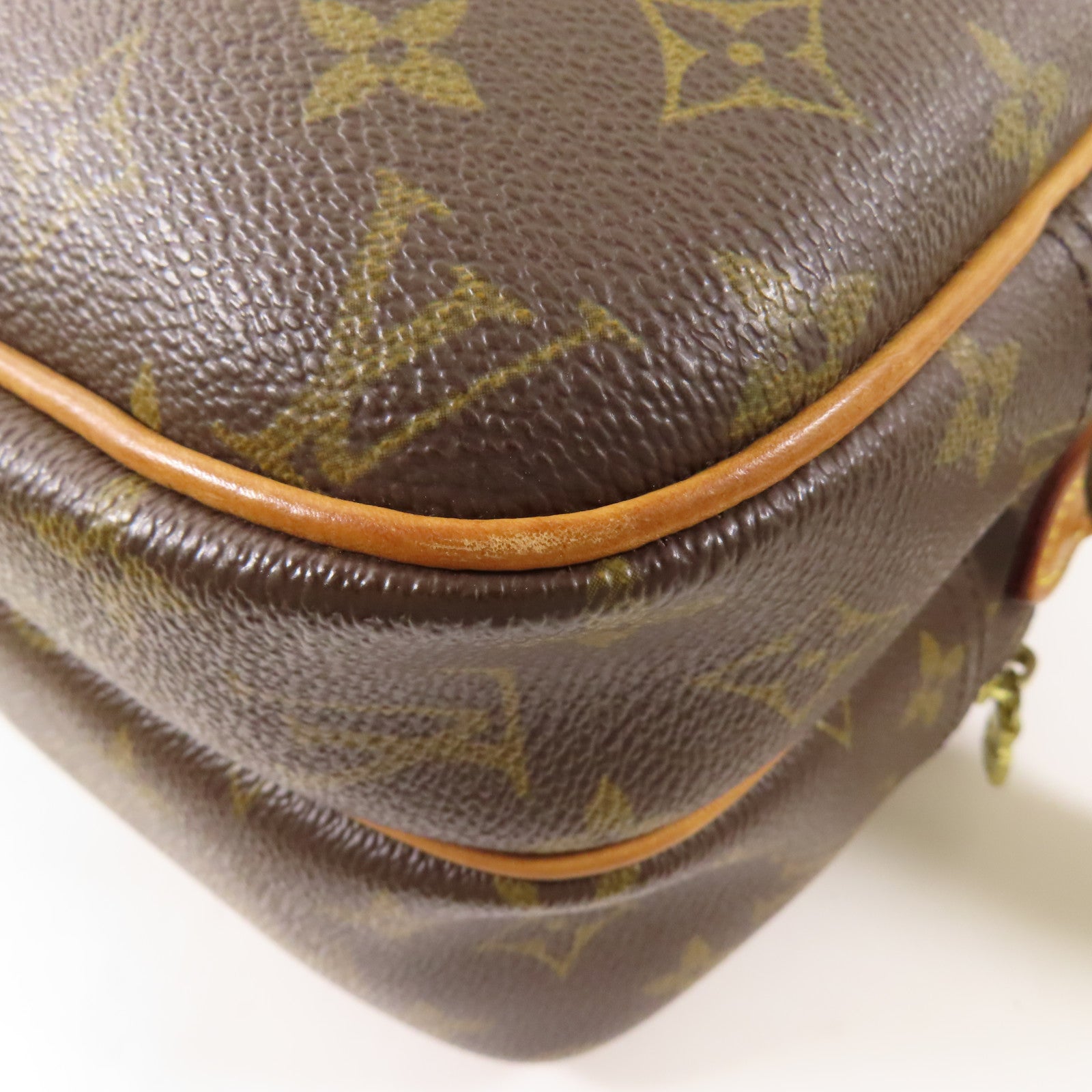 LOUIS VUITTON Monogram Reporter PM金扣肩背袋棕色