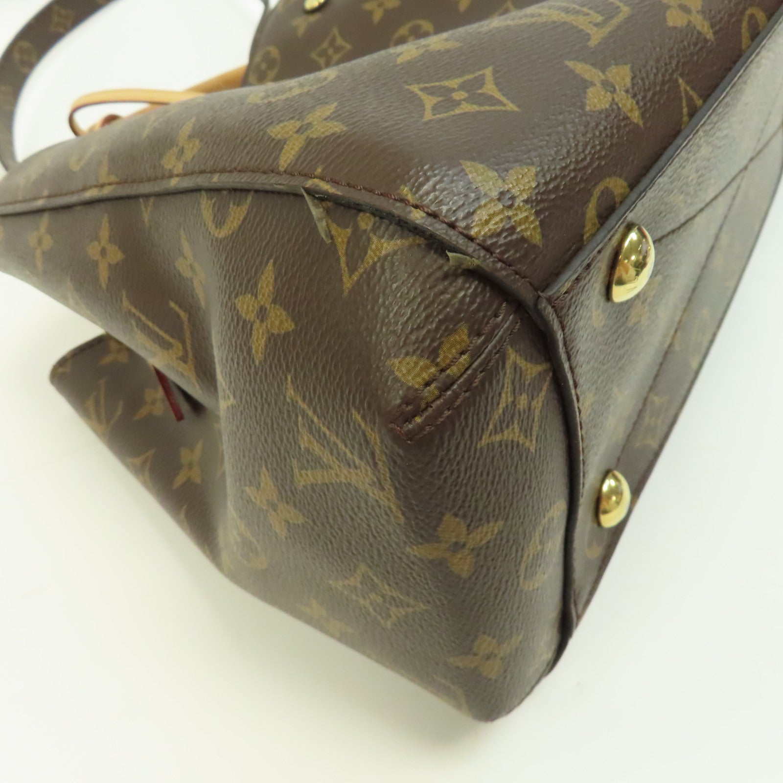 LOUIS VUITTON Monogram Montaigne MM金扣手挽肩背兩用袋啡色