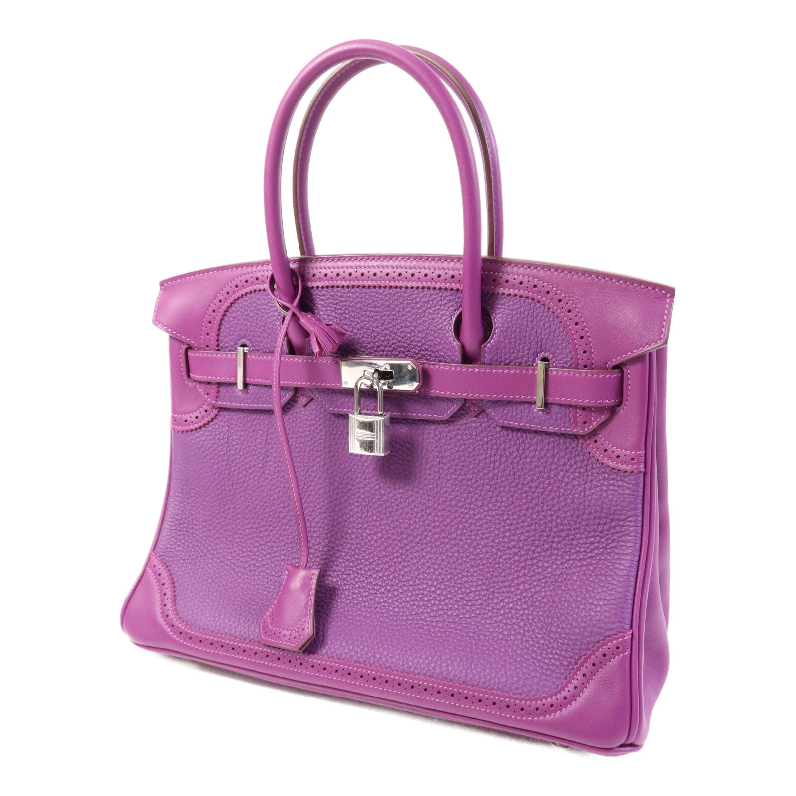 HERMES Togo/Swift皮革Birkin 30 Ghillies銀扣手挽袋