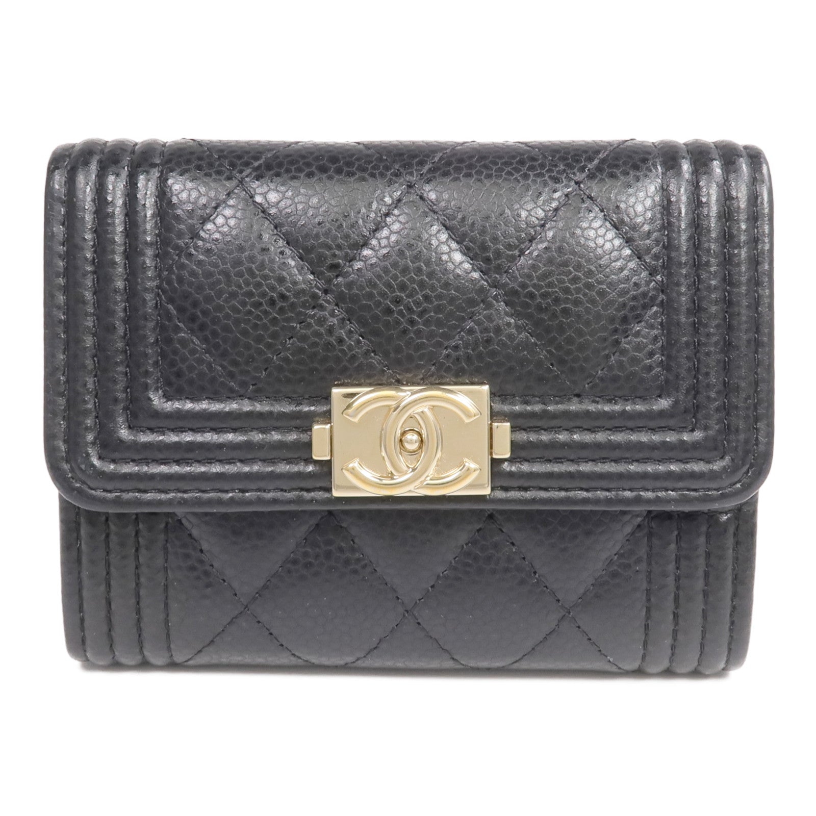CHANEL 牛皮皮革Boy Card Case金扣卡片套