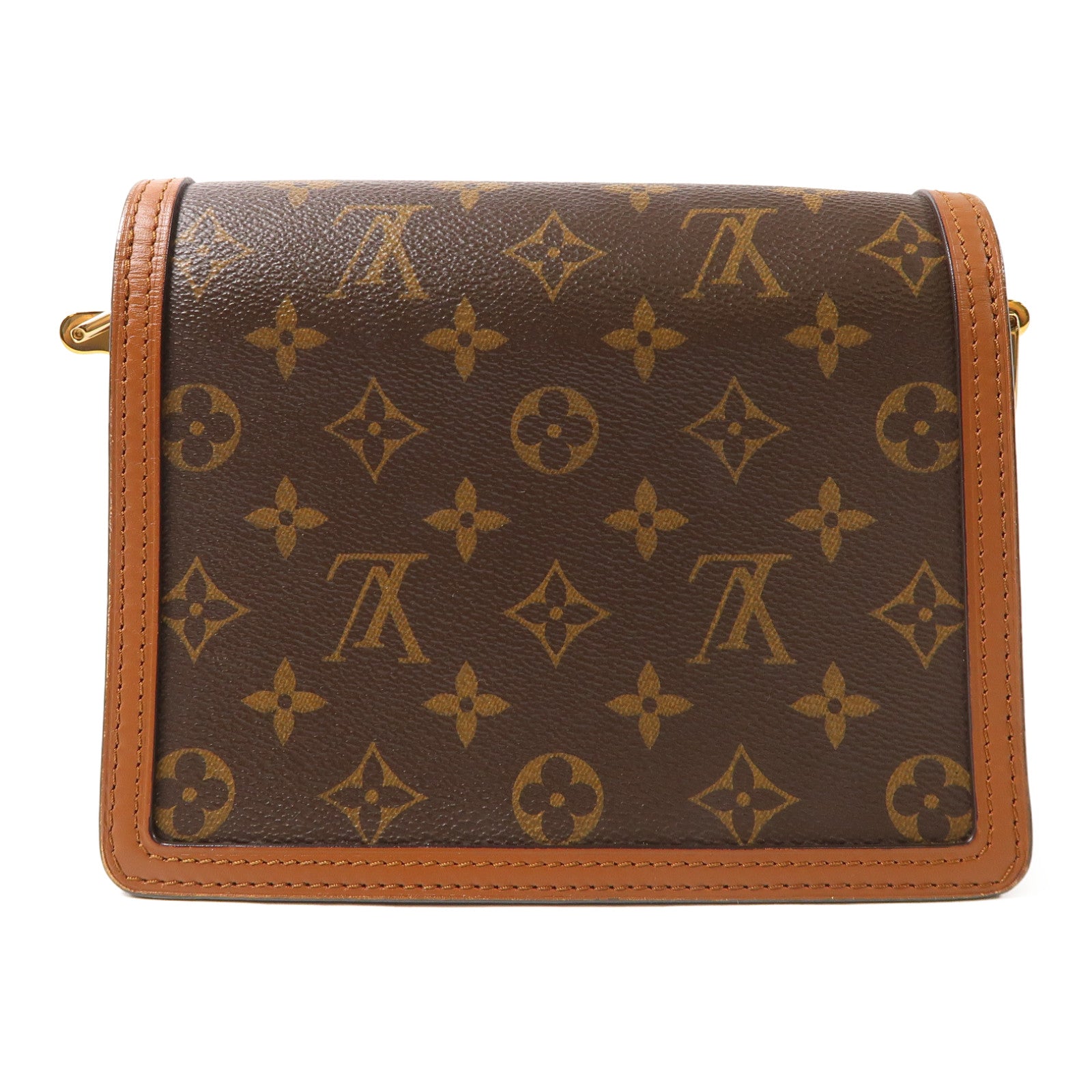 LOUIS VUITTON Monogram Reverse Mini Dauphine金扣肩背袋啡色