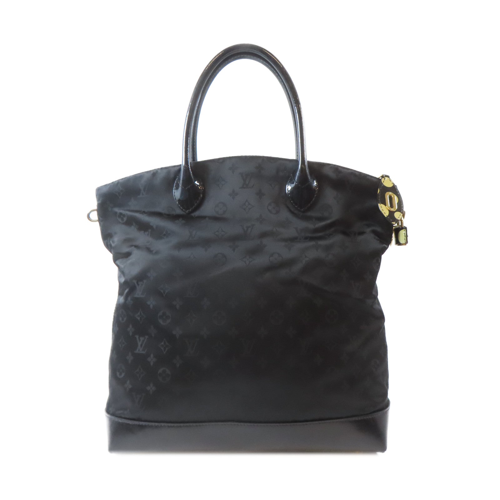 LOUIS VUITTON Monogram Satin Lockit金扣手挽袋黑色