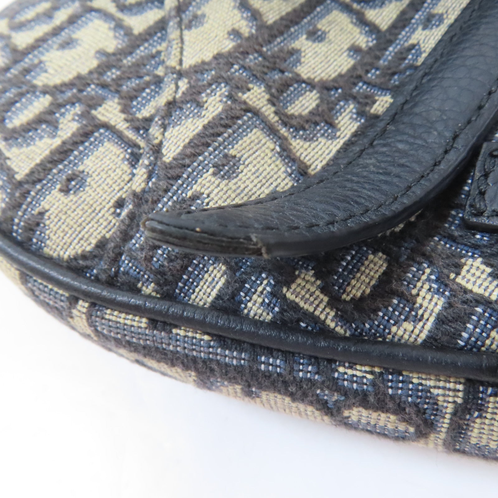 Dior 【激減優惠】帆布Saddle Oblique Jacquard銀扣肩背袋淺褐色/藍色