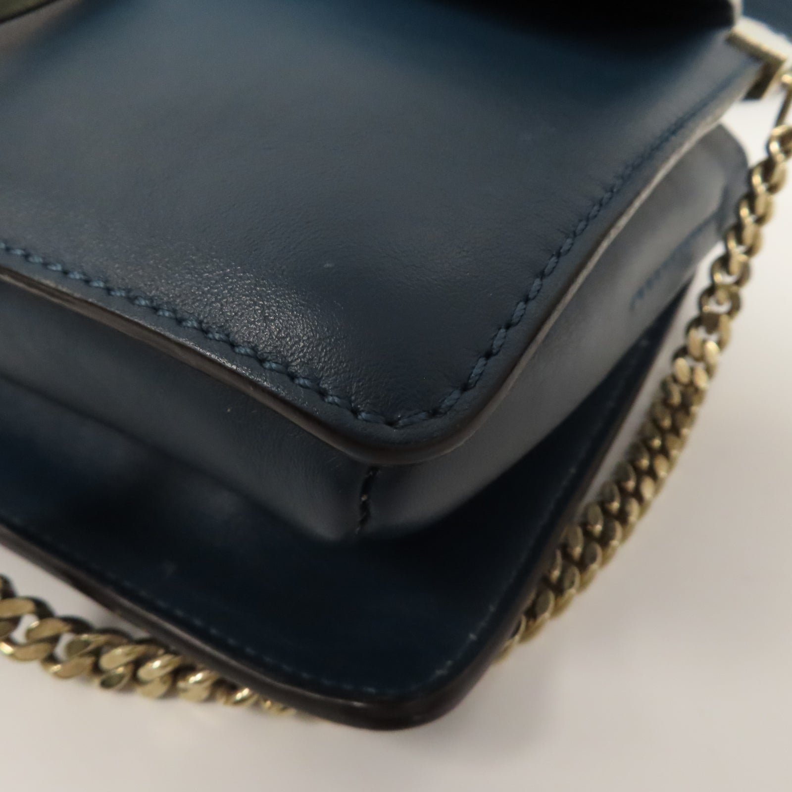 Chloe 【激減優惠】麂皮皮革/羊皮皮革Shoulder Bag金扣肩背袋藍色