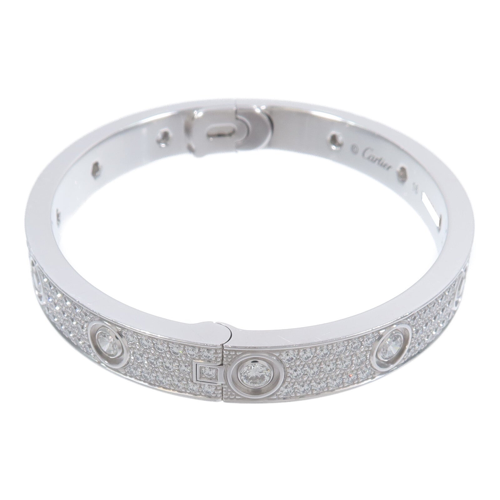 CARTIER 18K白金Love Bracelet Full Diamond鑽石手鐲