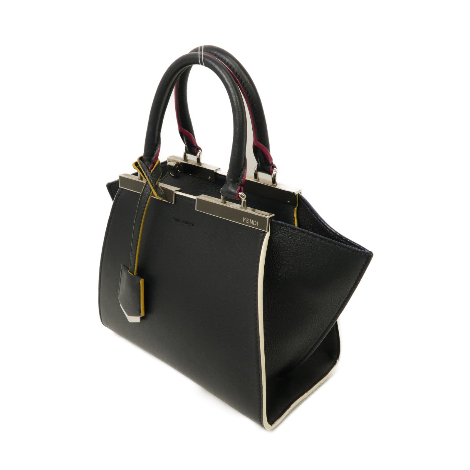 FENDI 【激減優惠】牛皮皮革Mini 3 Jours銀扣手挽肩背兩用袋黑色