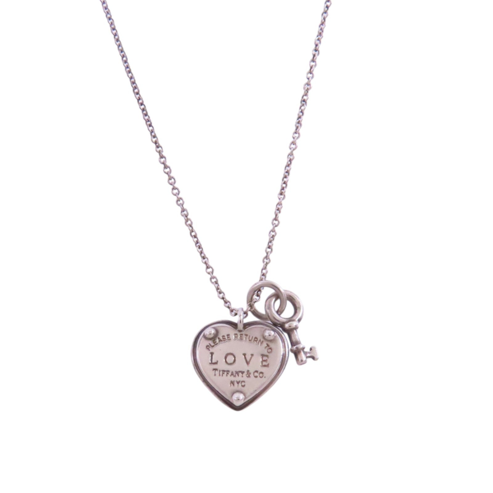 TIFFANY＆CO 925純銀Heart Rock And Key Necklace項鏈