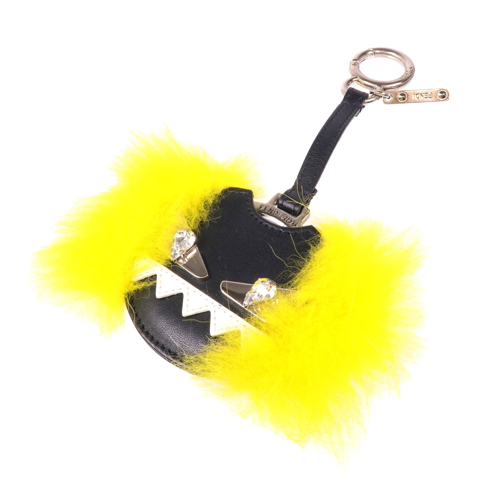 FENDI 皮革/毛皮Mirror Charm銀扣鏡子掛飾