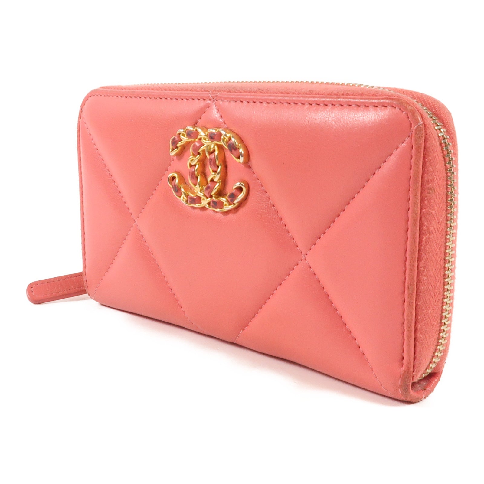 CHANEL 【激減優惠】羊皮皮革Wallet金扣錢包