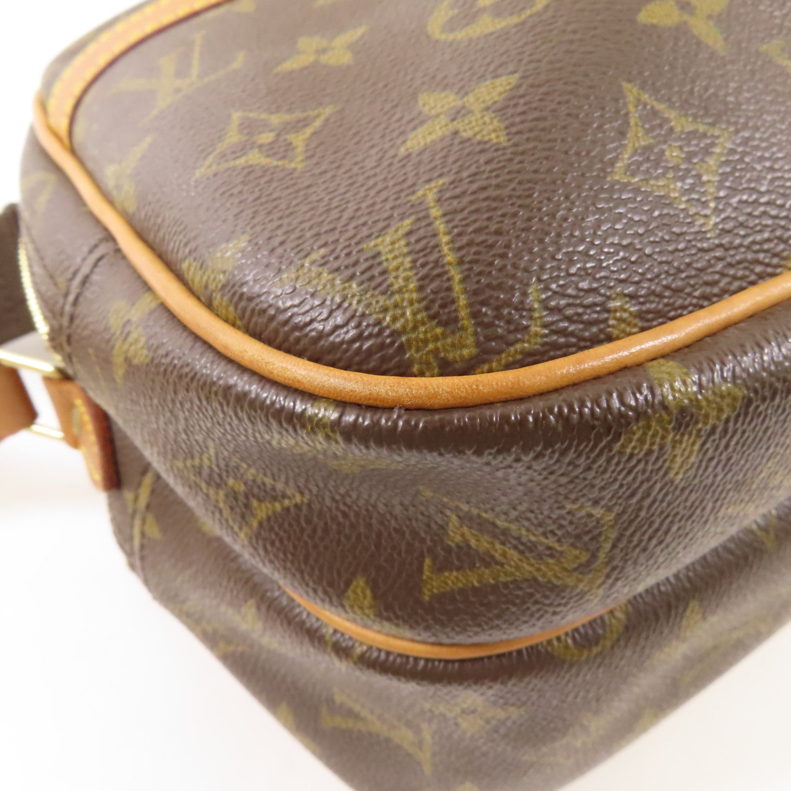 LOUIS VUITTON Monogram Reporter PM金扣肩背袋棕色