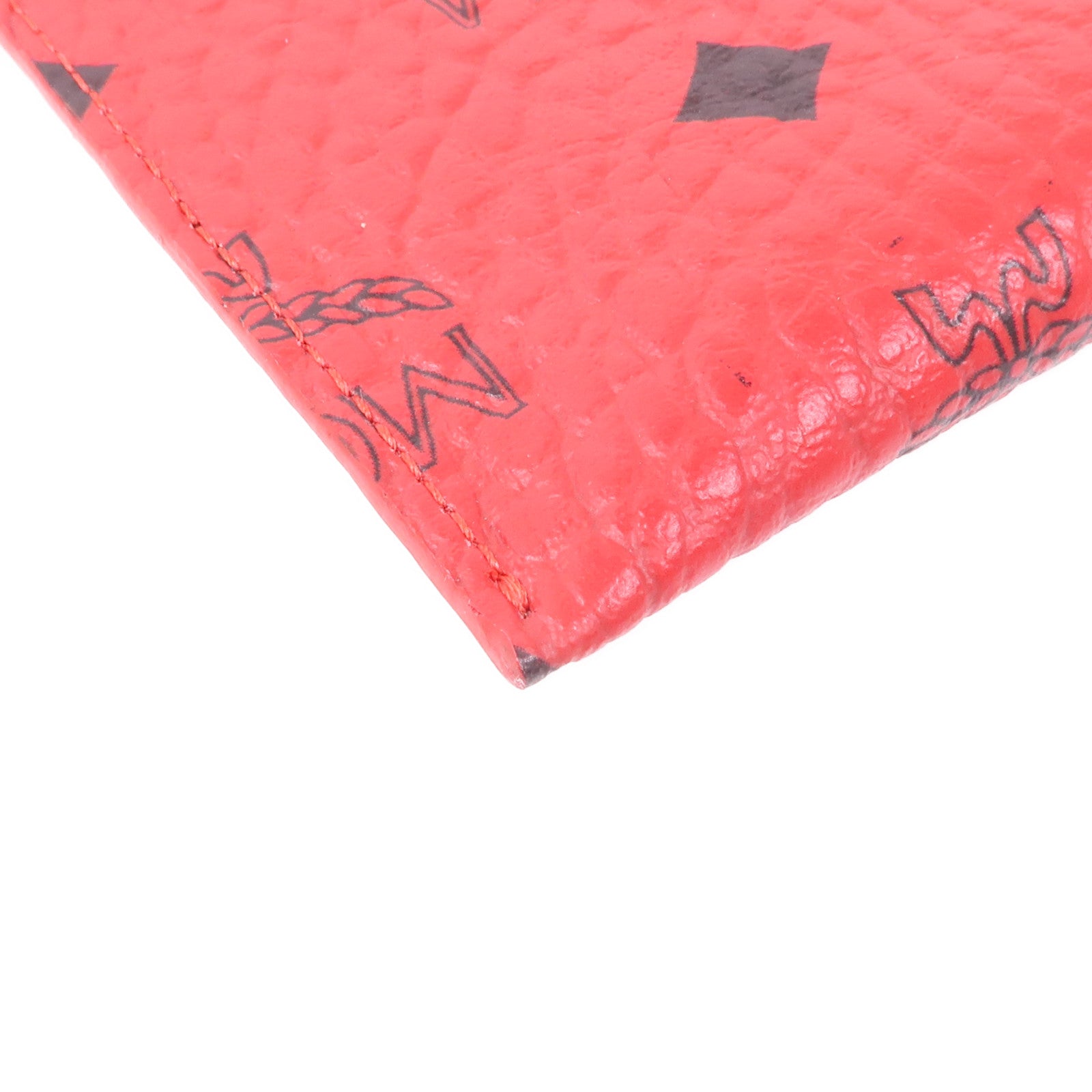 MCM GHW Pouch Clutch Coated Canvas Red