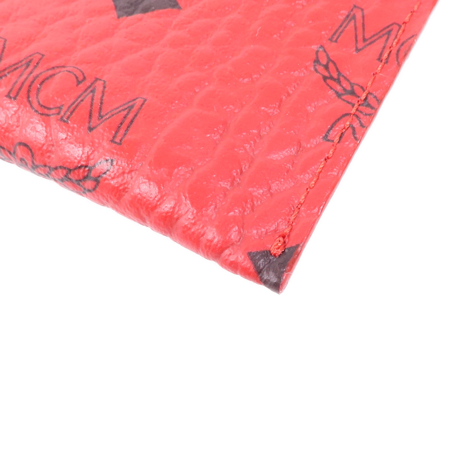 MCM GHW Pouch Clutch Coated Canvas Red