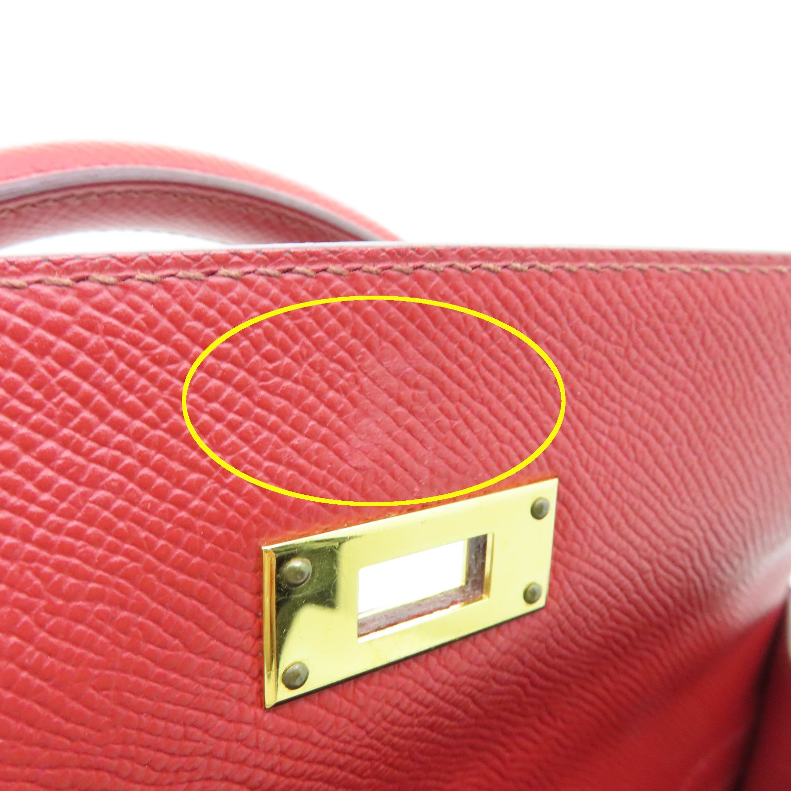HERMES Veau Epsom皮革Kelly 32金扣手挽肩背两用袋红色