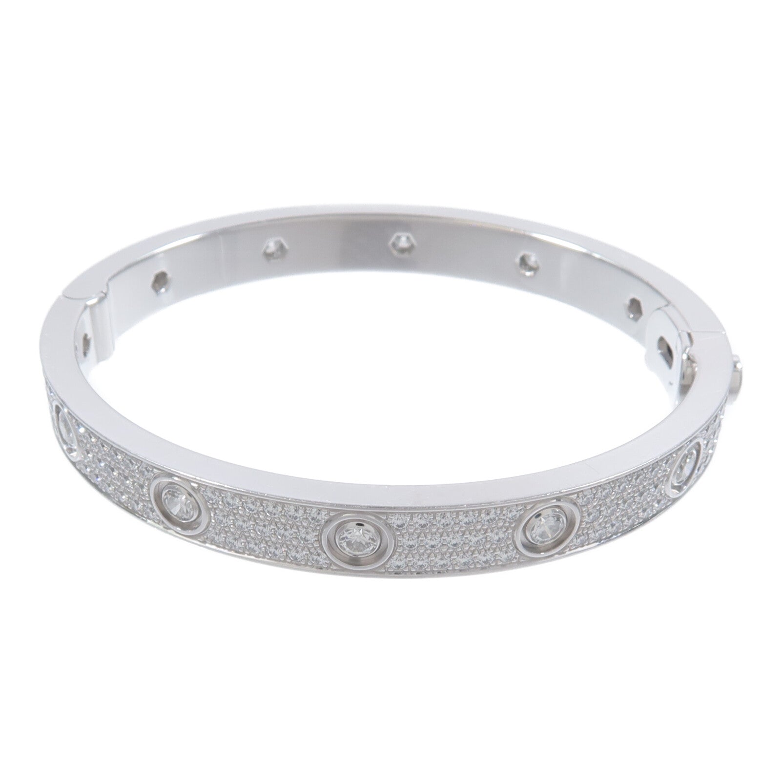 CARTIER 18K白金Love Bracelet Full Diamond鑽石手鐲