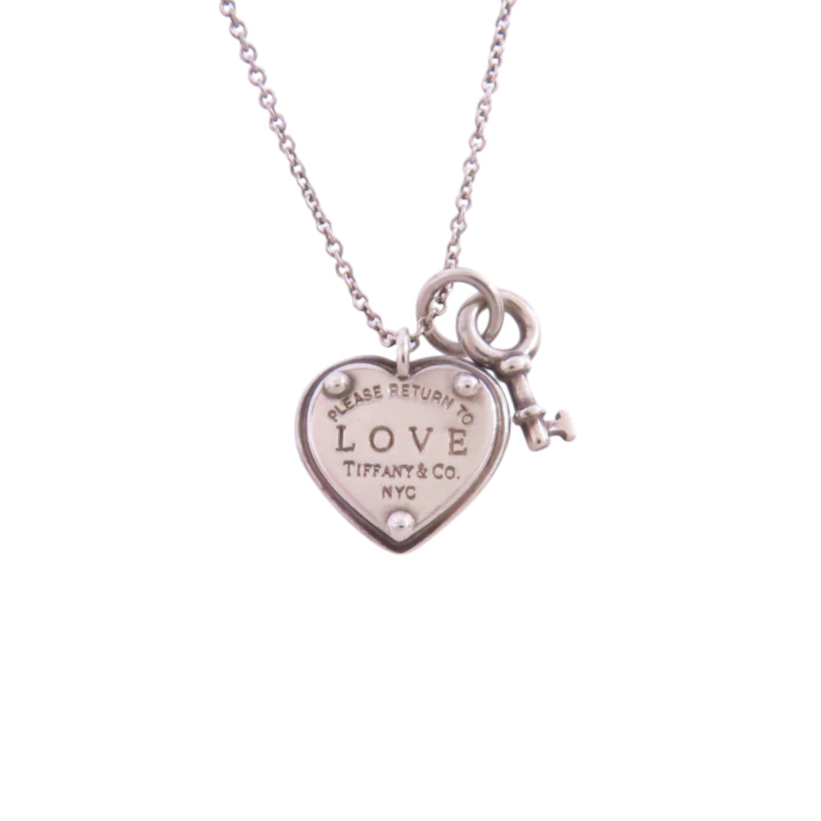 TIFFANY＆CO 925純銀Heart Rock And Key Necklace項鏈