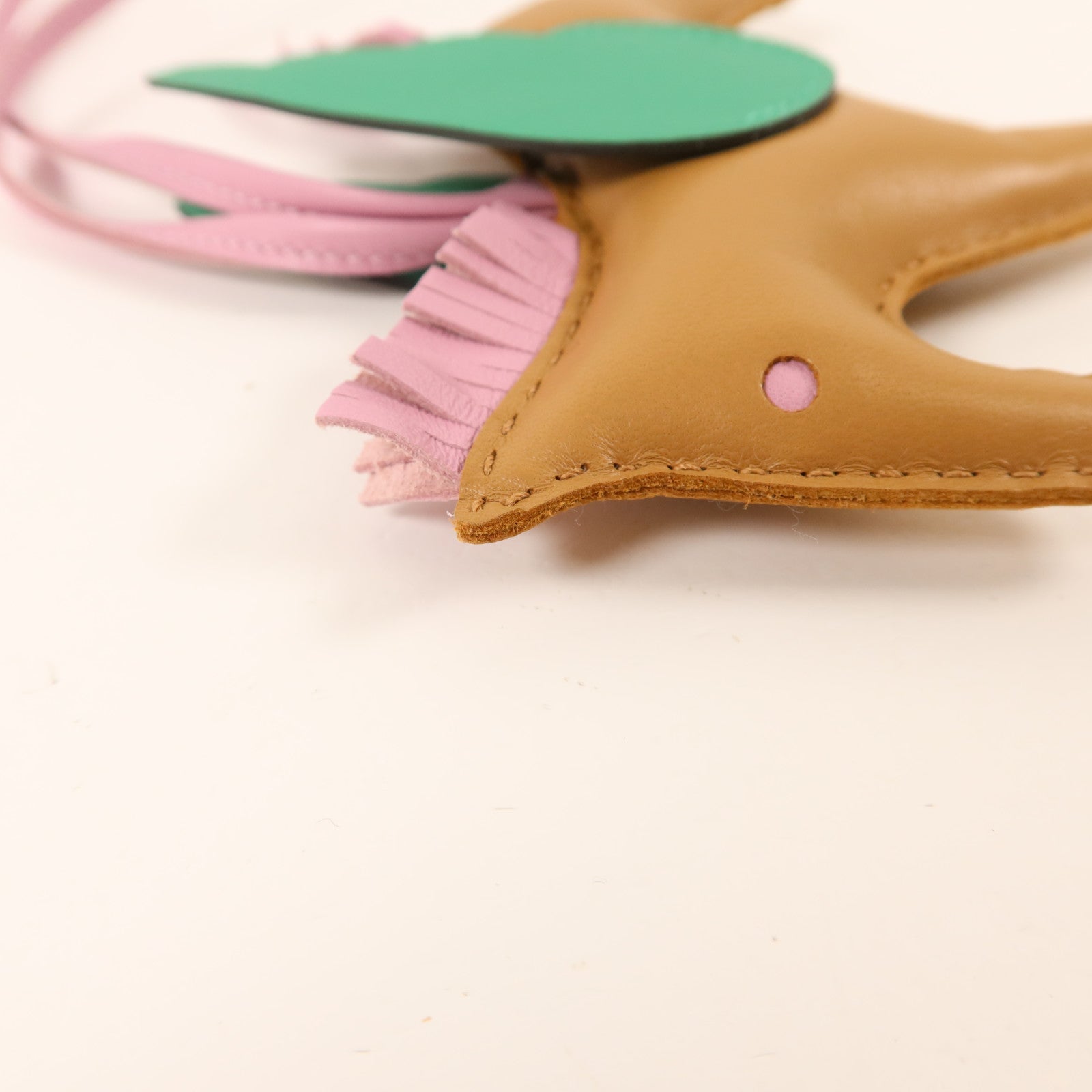 HERMES Milo皮革/Swift皮革Rodeo Pegase MM掛飾Mauve Sylvestre/Chai