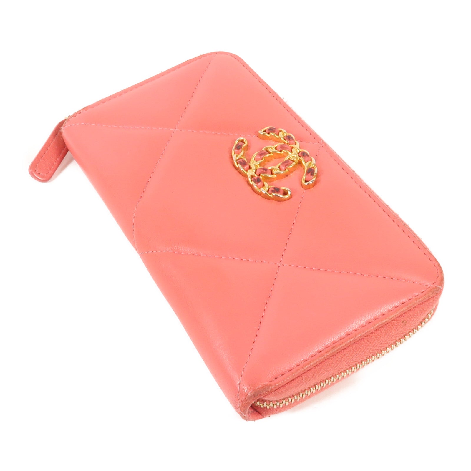CHANEL 【激減優惠】羊皮皮革Wallet金扣錢包