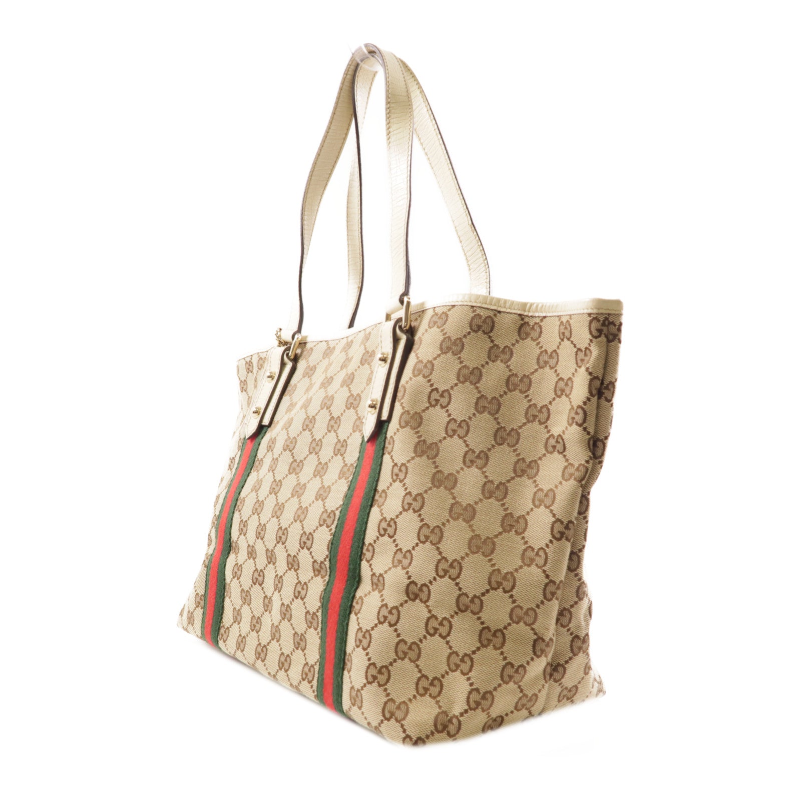 GUCCI GG GHW Sherry Line Tote Bag Shoulder Bag 139260 Canvas Brown