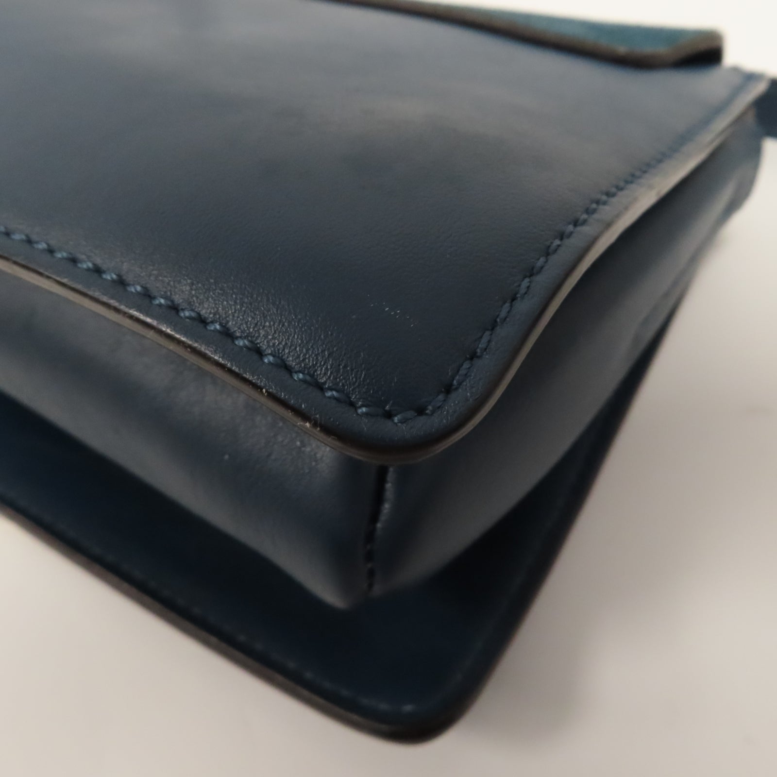 Chloe 【激減優惠】麂皮皮革/羊皮皮革Shoulder Bag金扣肩背袋藍色