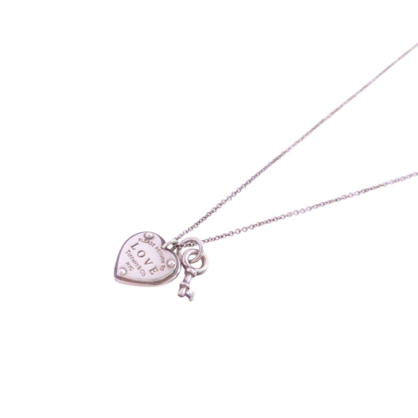 TIFFANY＆CO 925純銀Heart Rock And Key Necklace項鏈