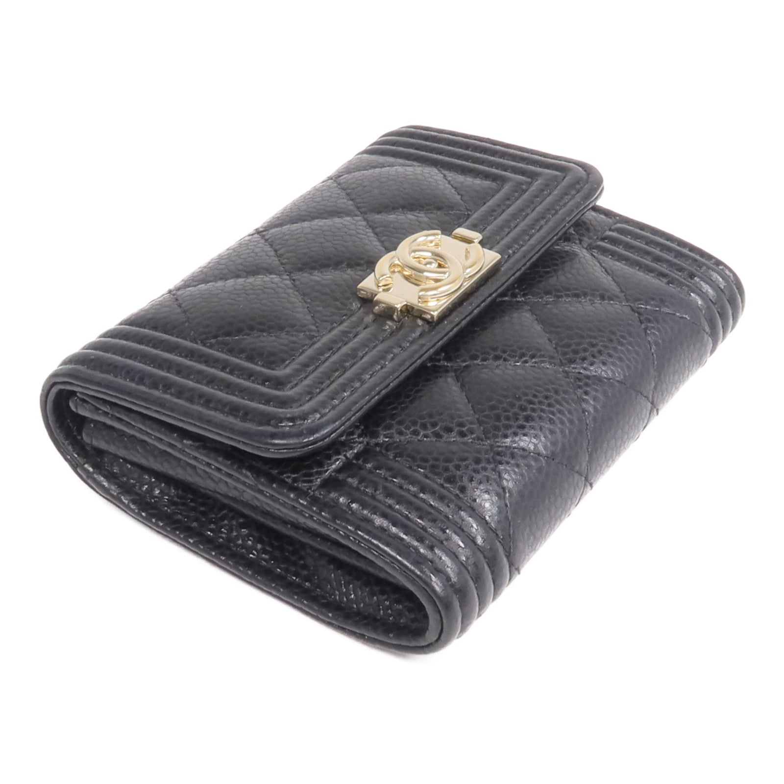 CHANEL 牛皮皮革Boy Card Case金扣卡片套