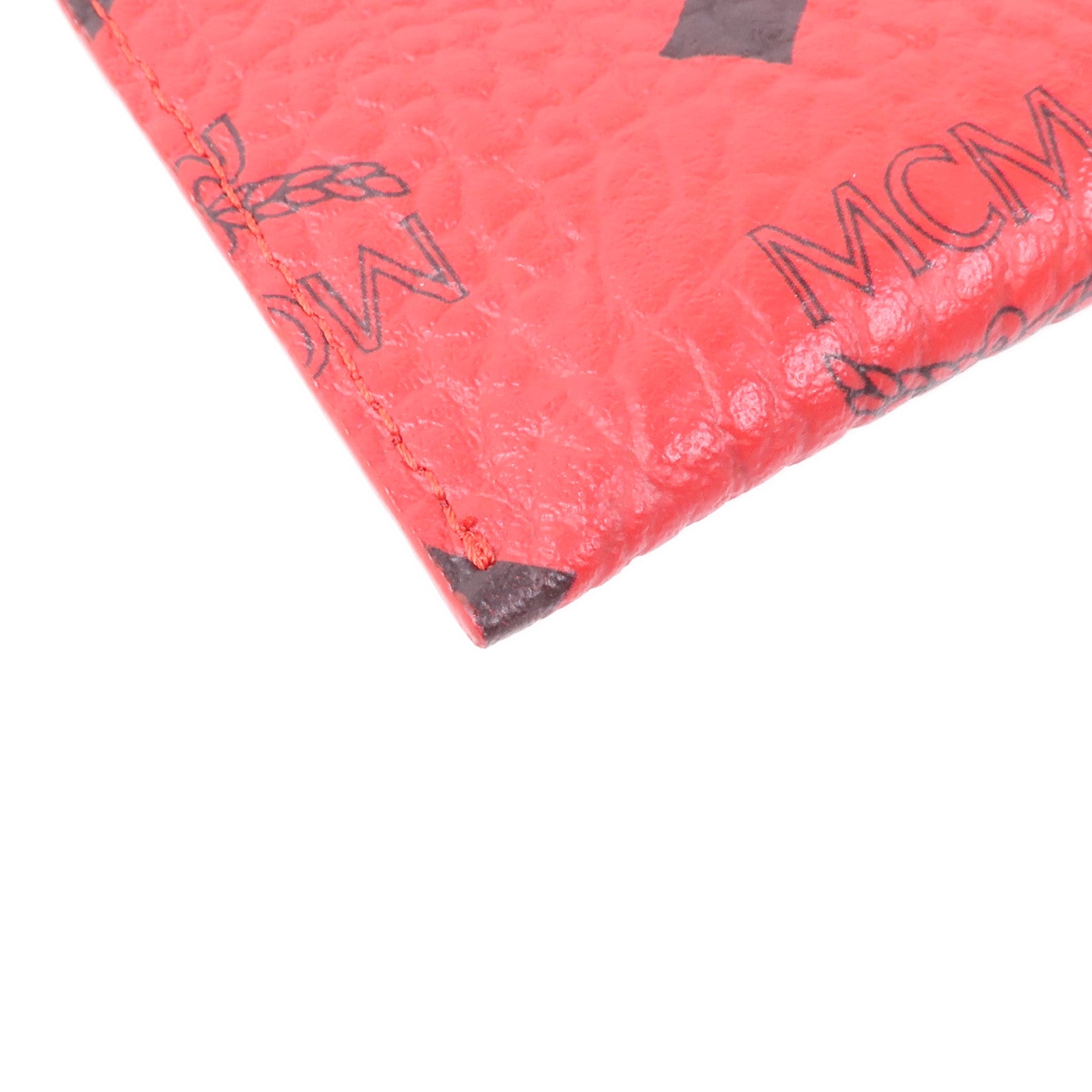 MCM GHW Pouch Clutch Coated Canvas Red