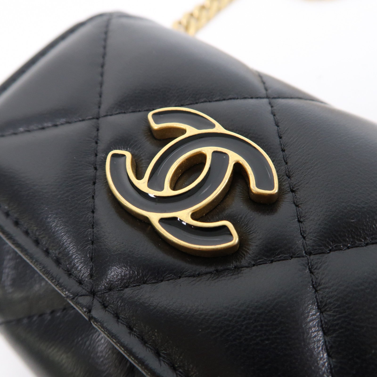 CHANEL 菱格羊皮皮革Chain Shoulder Bag金扣鏈帶肩背袋鏈帶肩背袋