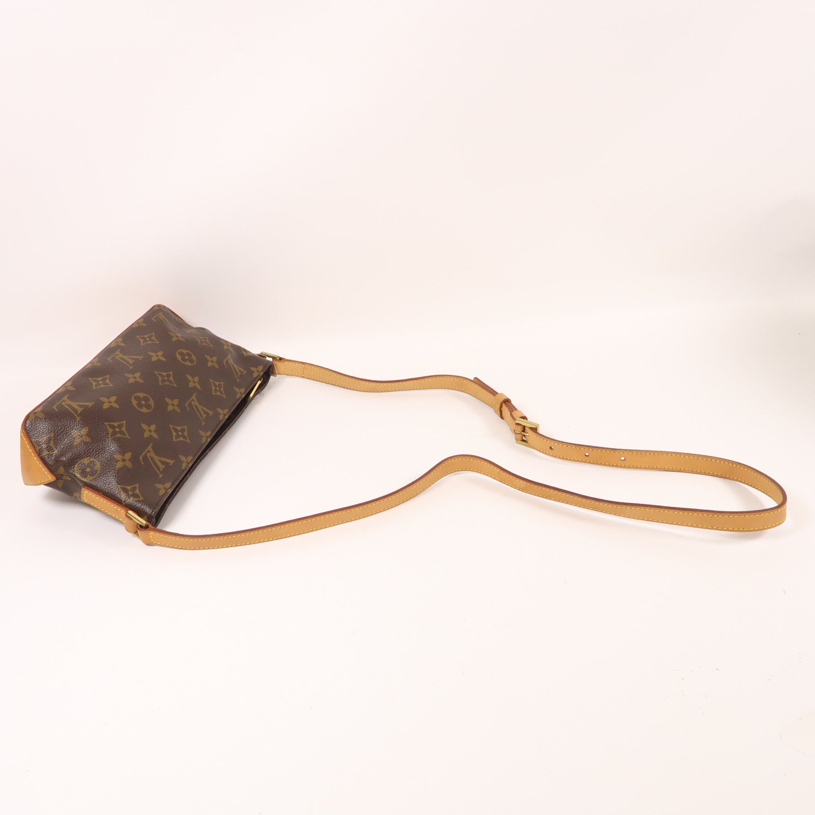 LOUIS VUITTON Monogram Trotteur金扣肩背袋棕色