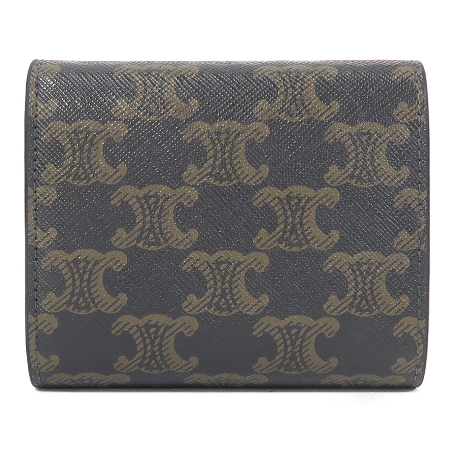 CELINE Triomphe帆布Small Flap Wallet金扣錢包啡色