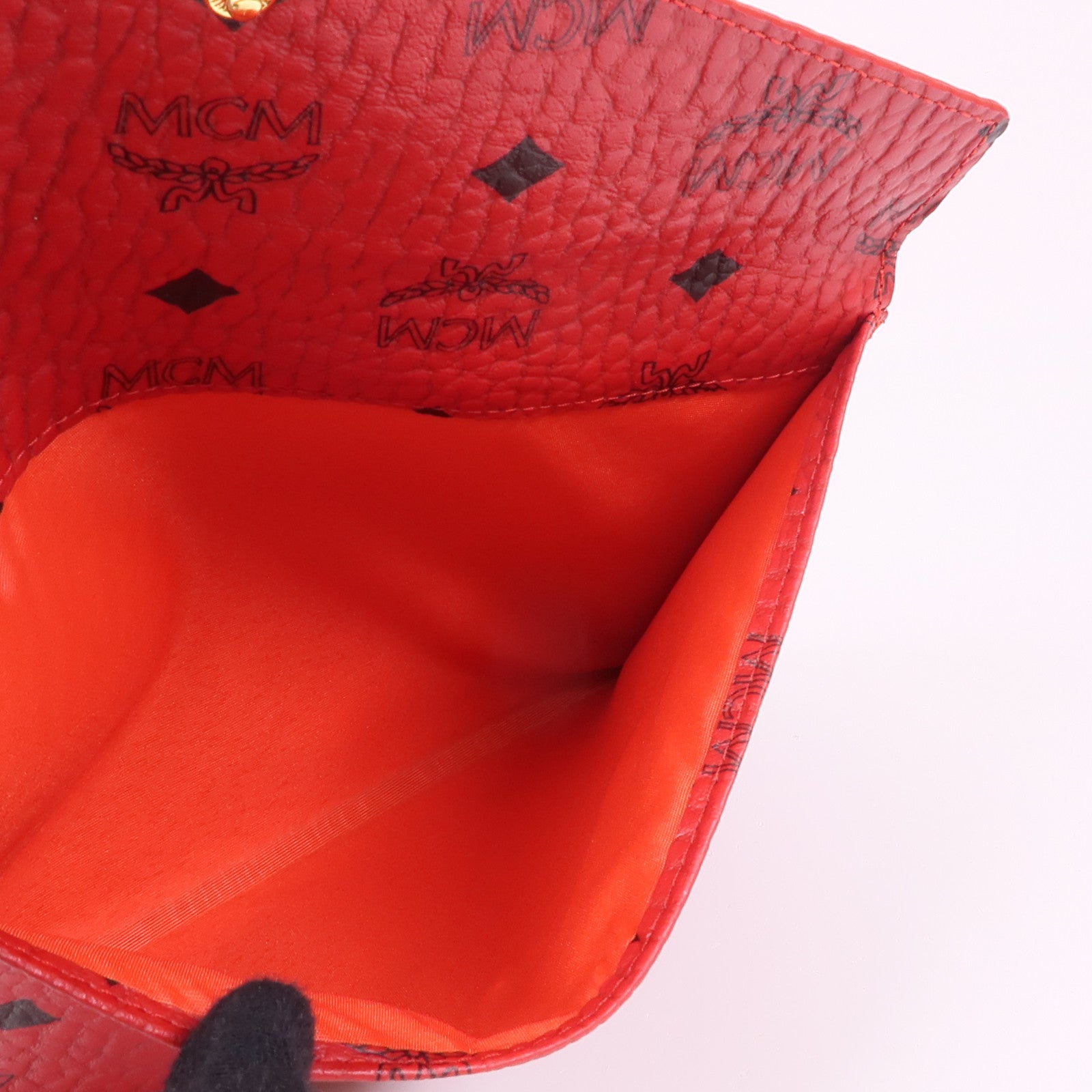 MCM GHW Pouch Clutch Coated Canvas Red