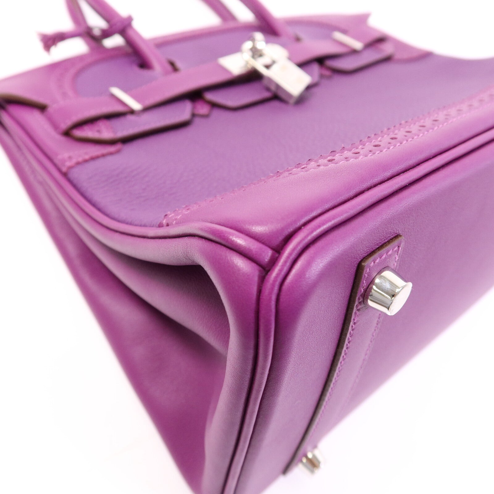 HERMES Togo/Swift皮革Birkin 30 Ghillies銀扣手挽袋