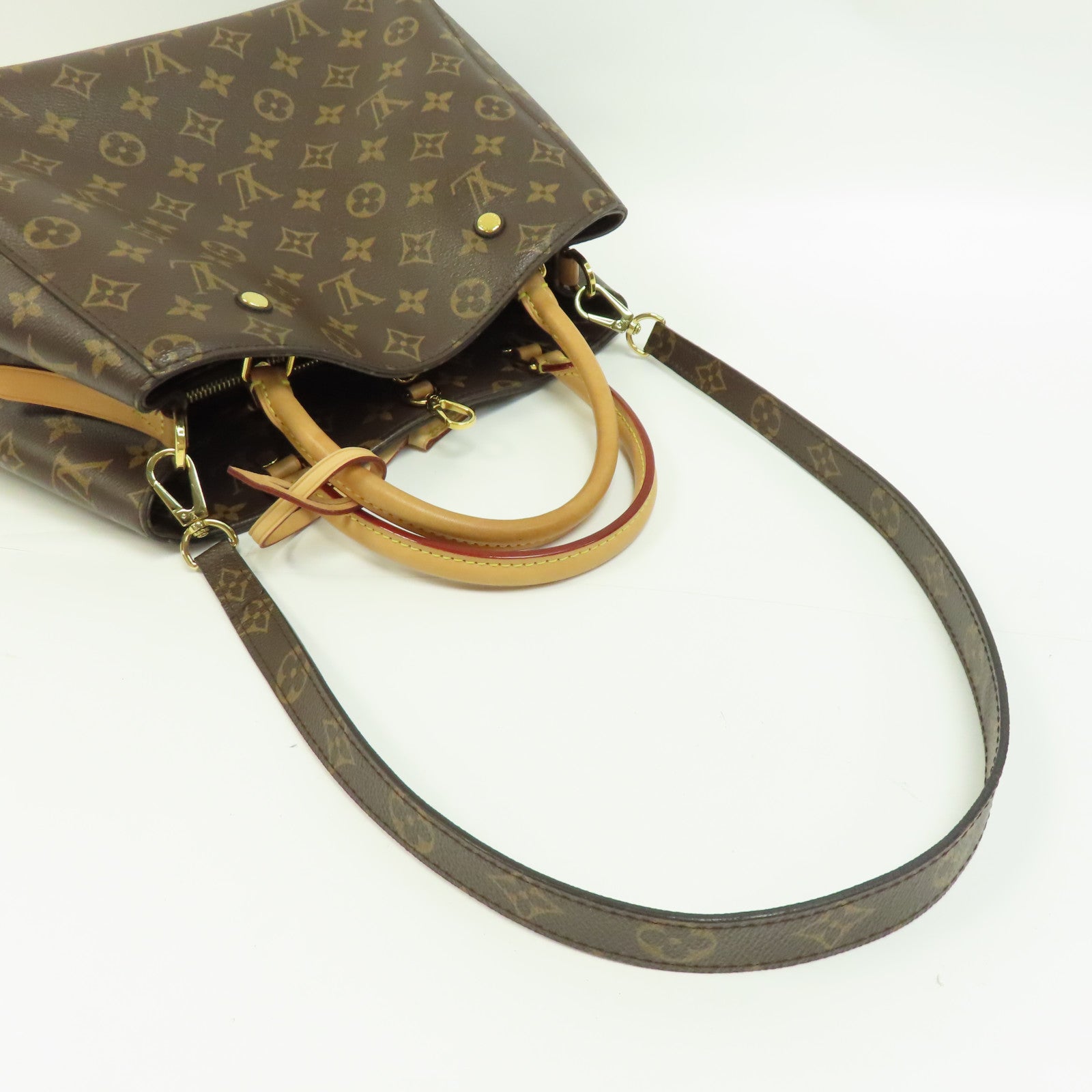 LOUIS VUITTON Monogram Montaigne MM金扣手挽肩背兩用袋啡色