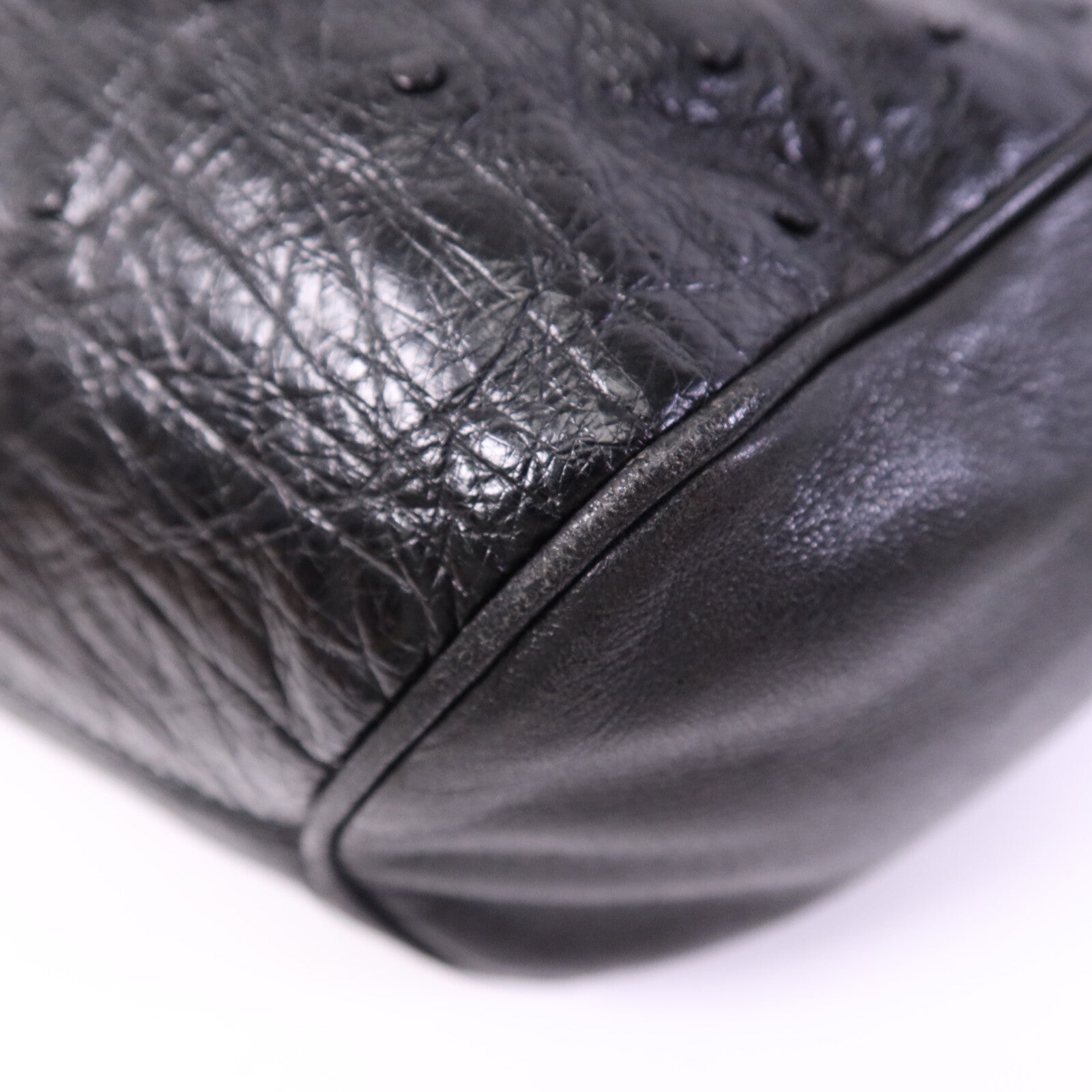 LOEWE 鴕鳥皮革/羊皮皮革Vintage Hand Bag金扣手挽袋