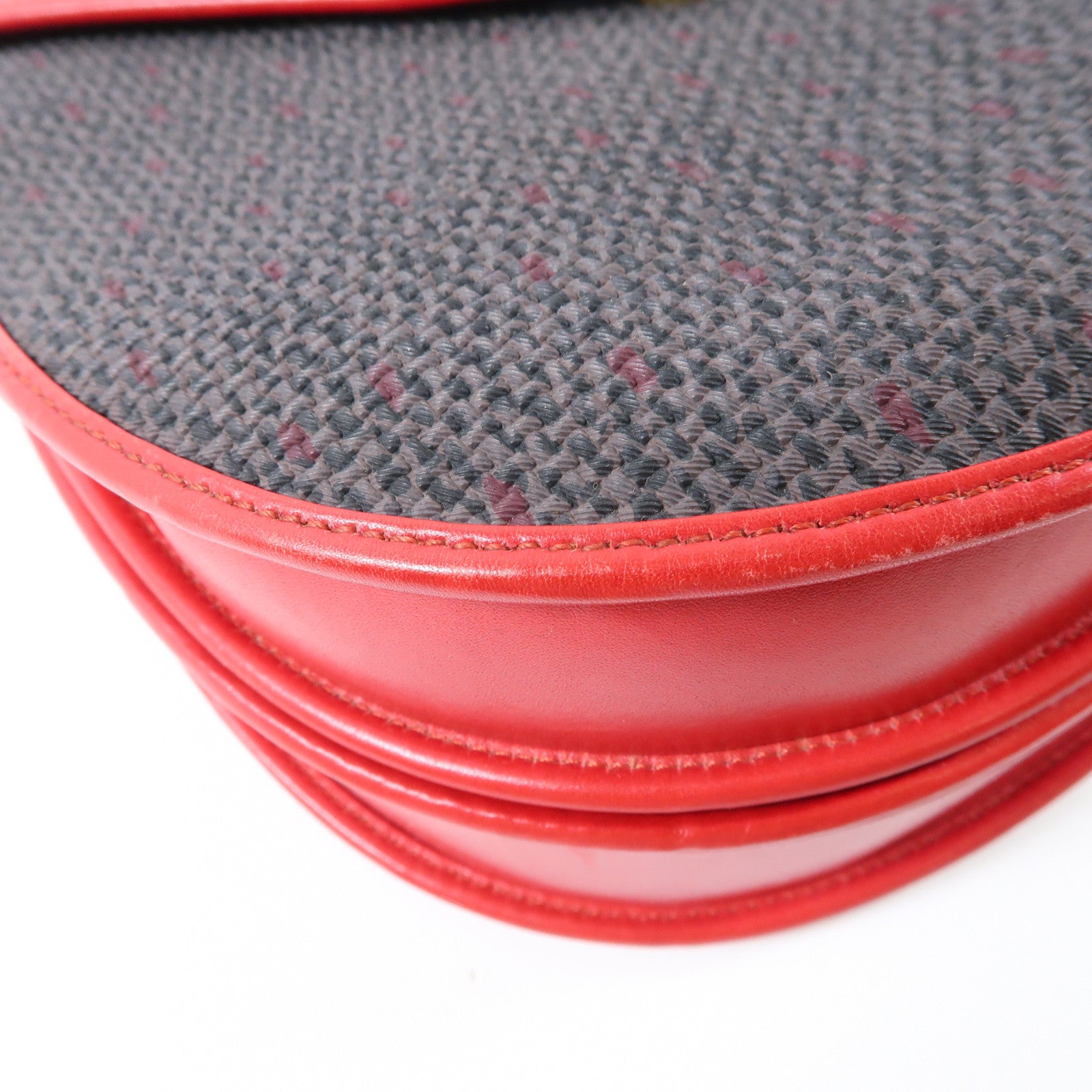 SAINT LAURENT 帆布Vinatge Shoulder Bag金扣肩背袋啡色/紅色