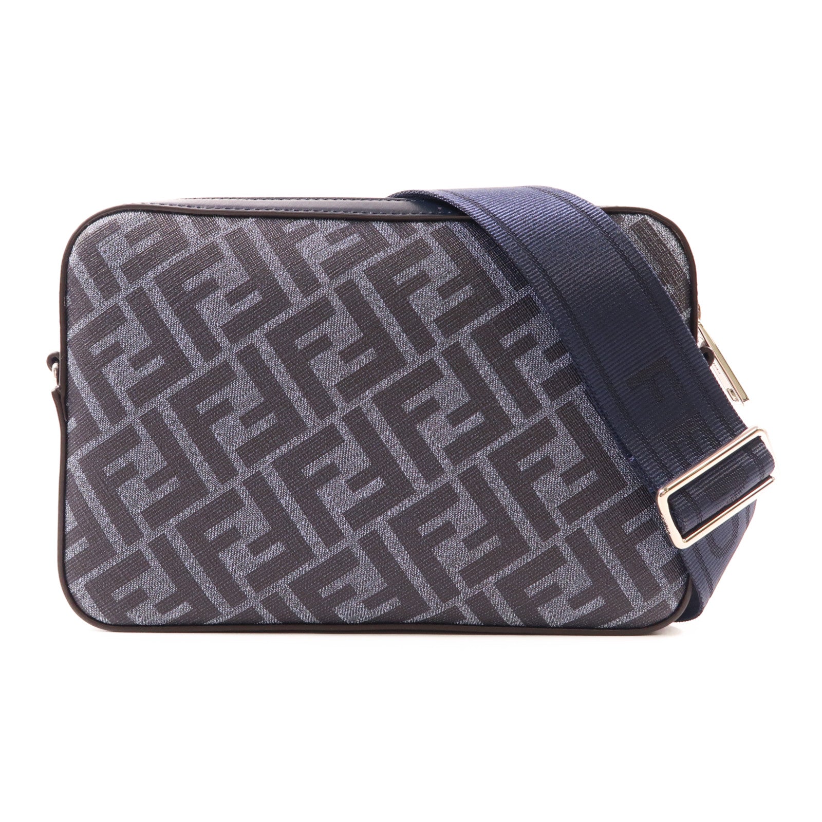 FENDI 塗層帆布Diagonal Camera Case銀扣肩背袋