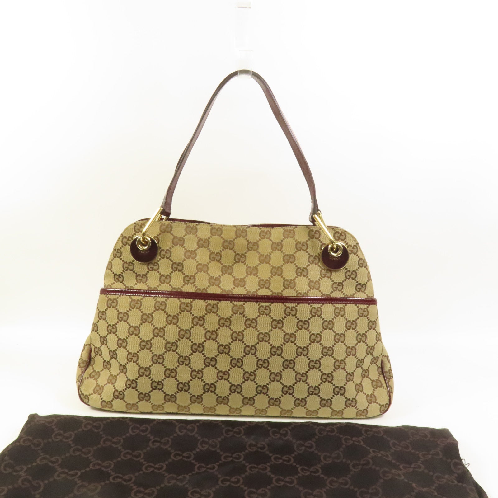 GUCCI 帆布Shoulder Bag金扣肩背袋