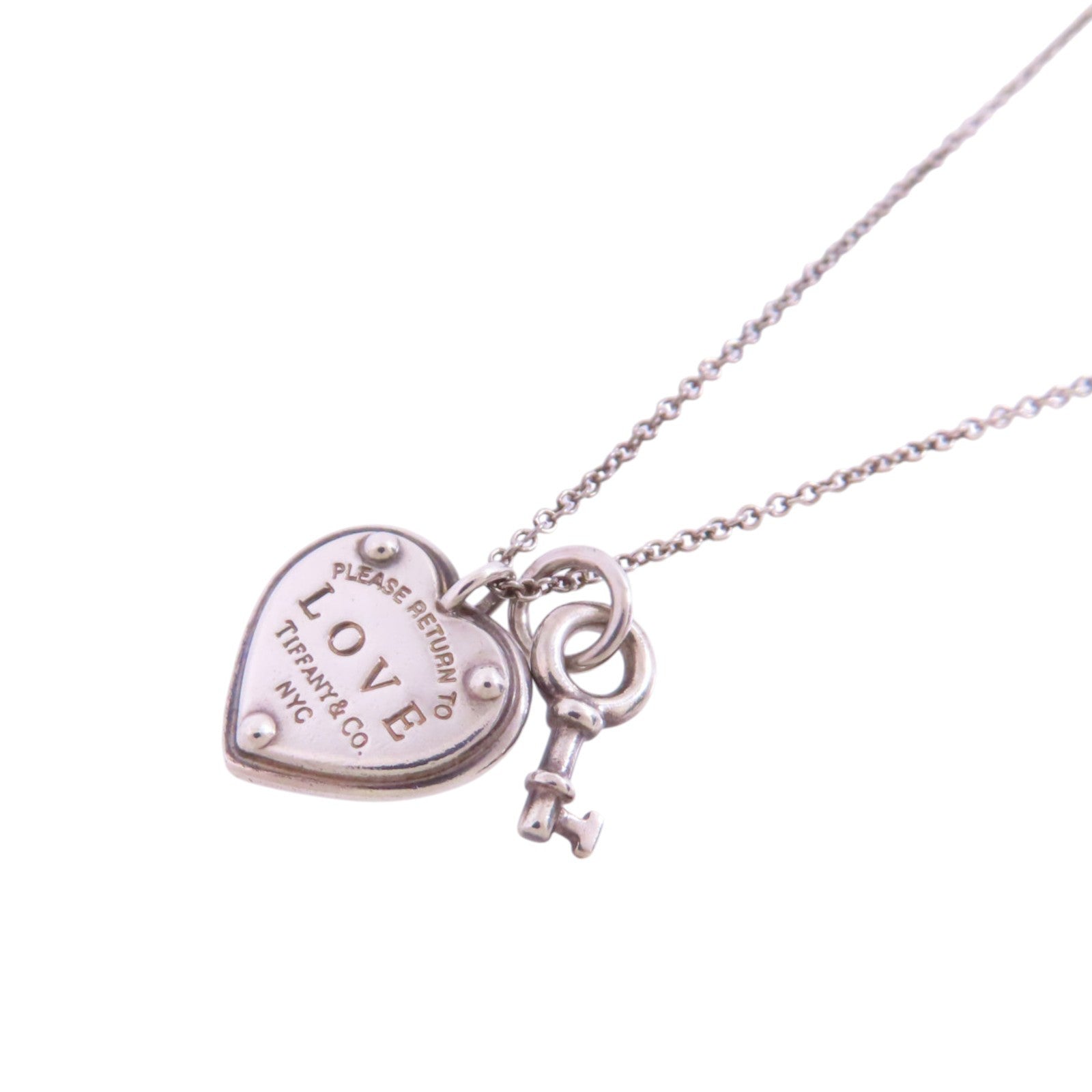 TIFFANY＆CO 925純銀Heart Rock And Key Necklace項鏈