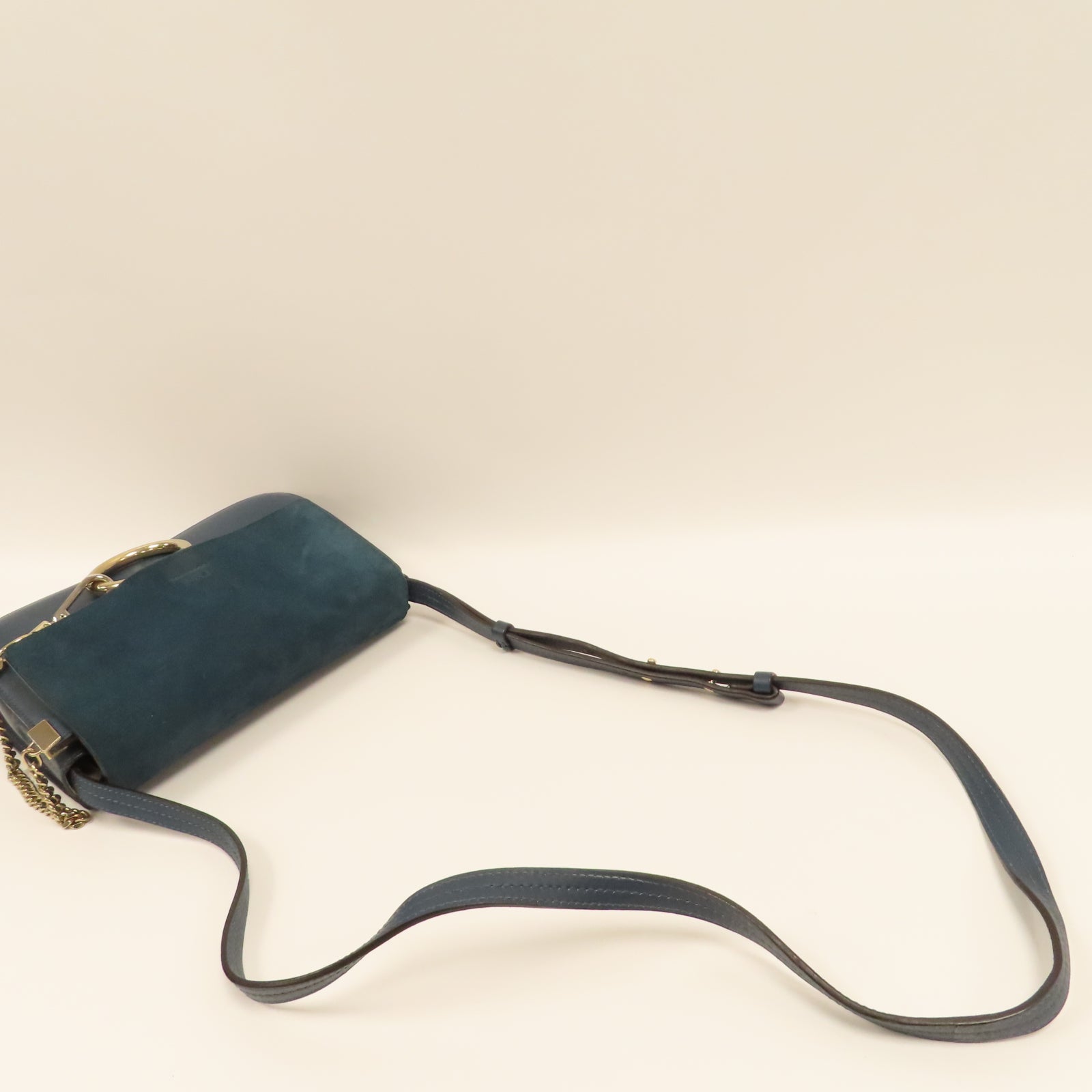 Chloe 【激減優惠】麂皮皮革/羊皮皮革Shoulder Bag金扣肩背袋藍色