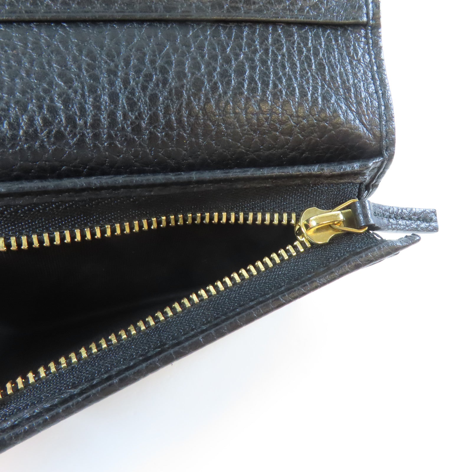 GUCCI 牛皮皮革Wallet金扣啪鈕長錢包黑色