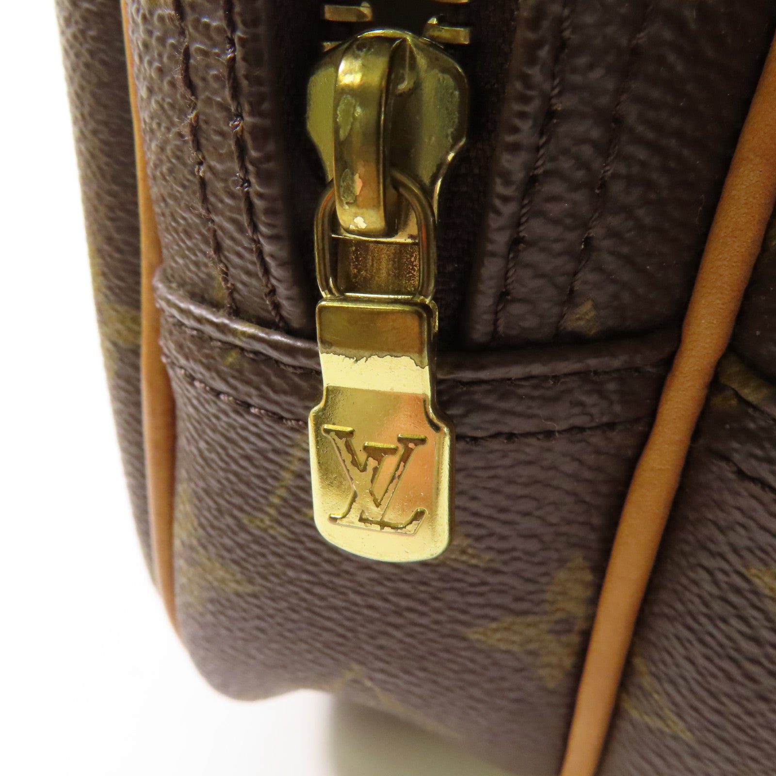 LOUIS VUITTON Monogram Reporter PM金扣肩背袋棕色