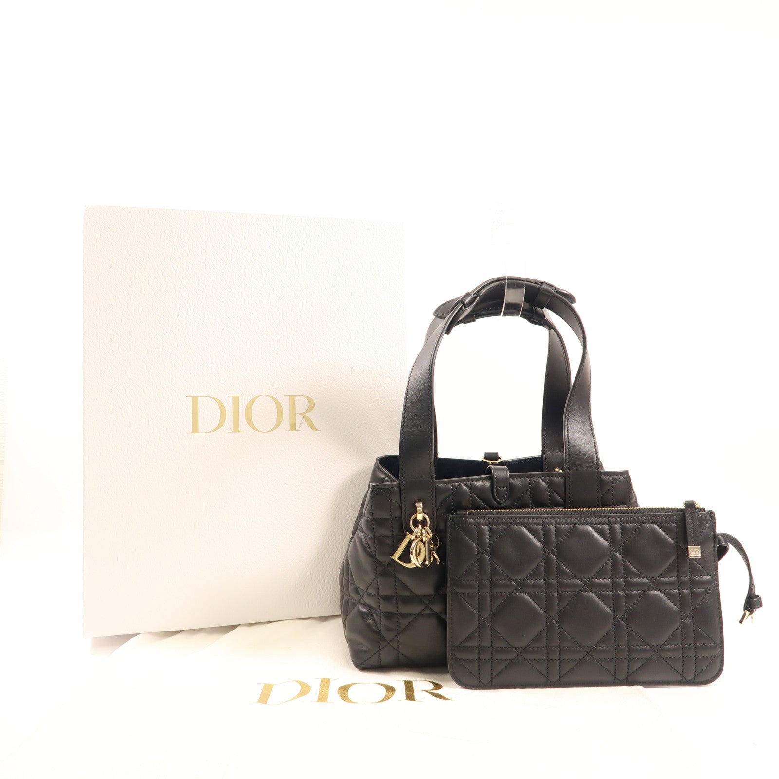 Dior 牛皮皮革Toujours Bag金扣手挽袋