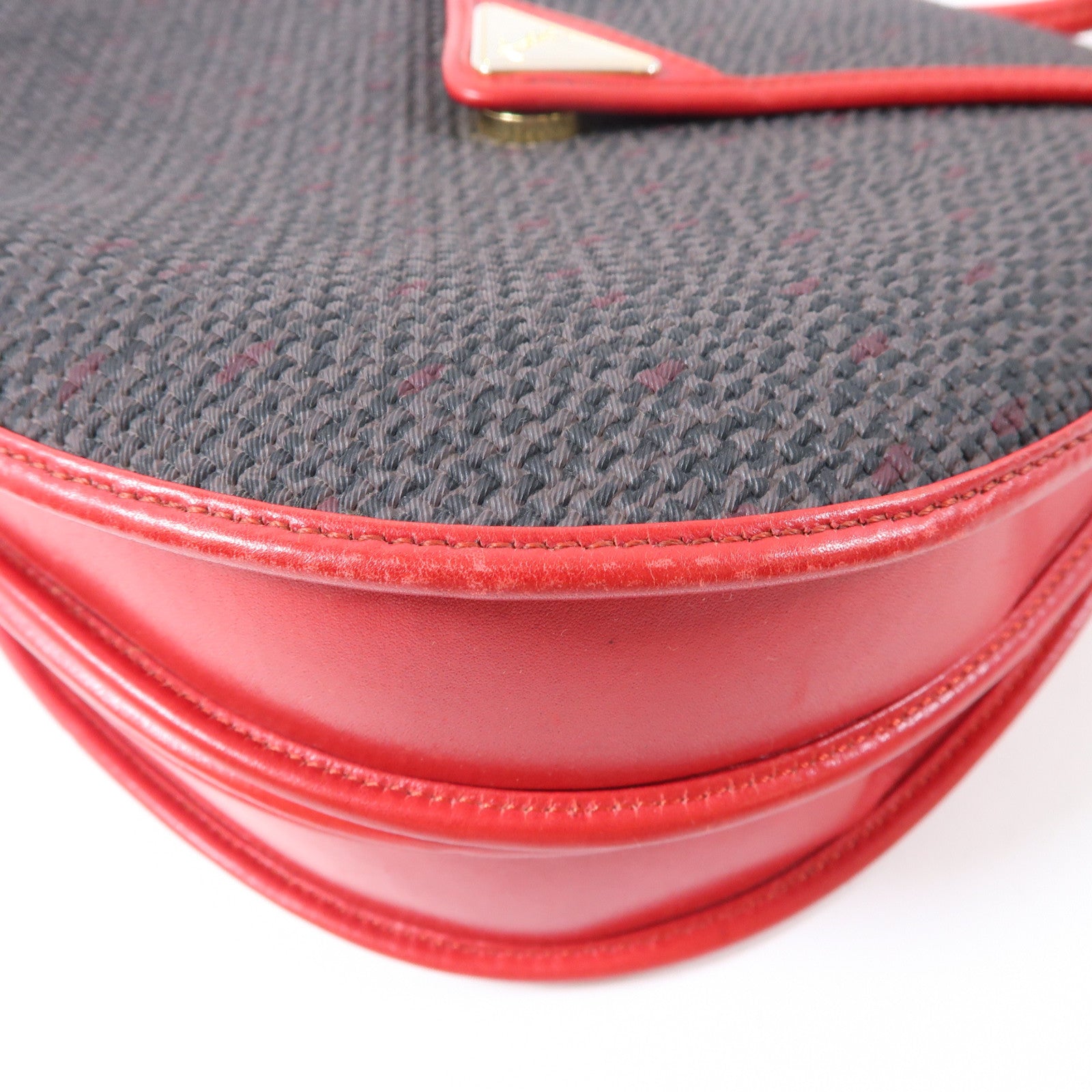 SAINT LAURENT 帆布Vinatge Shoulder Bag金扣肩背袋啡色/紅色