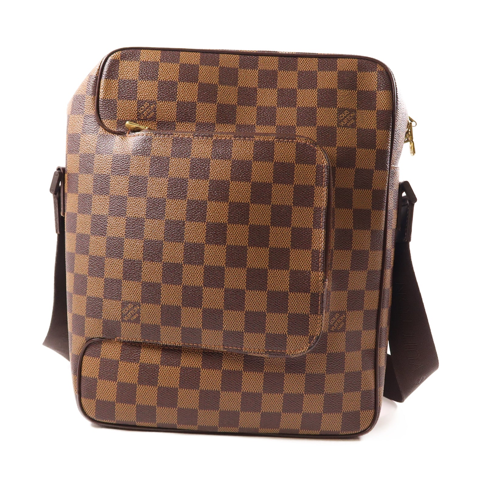 LOUIS VUITTON Damier Olaf MM金扣肩背袋棕色