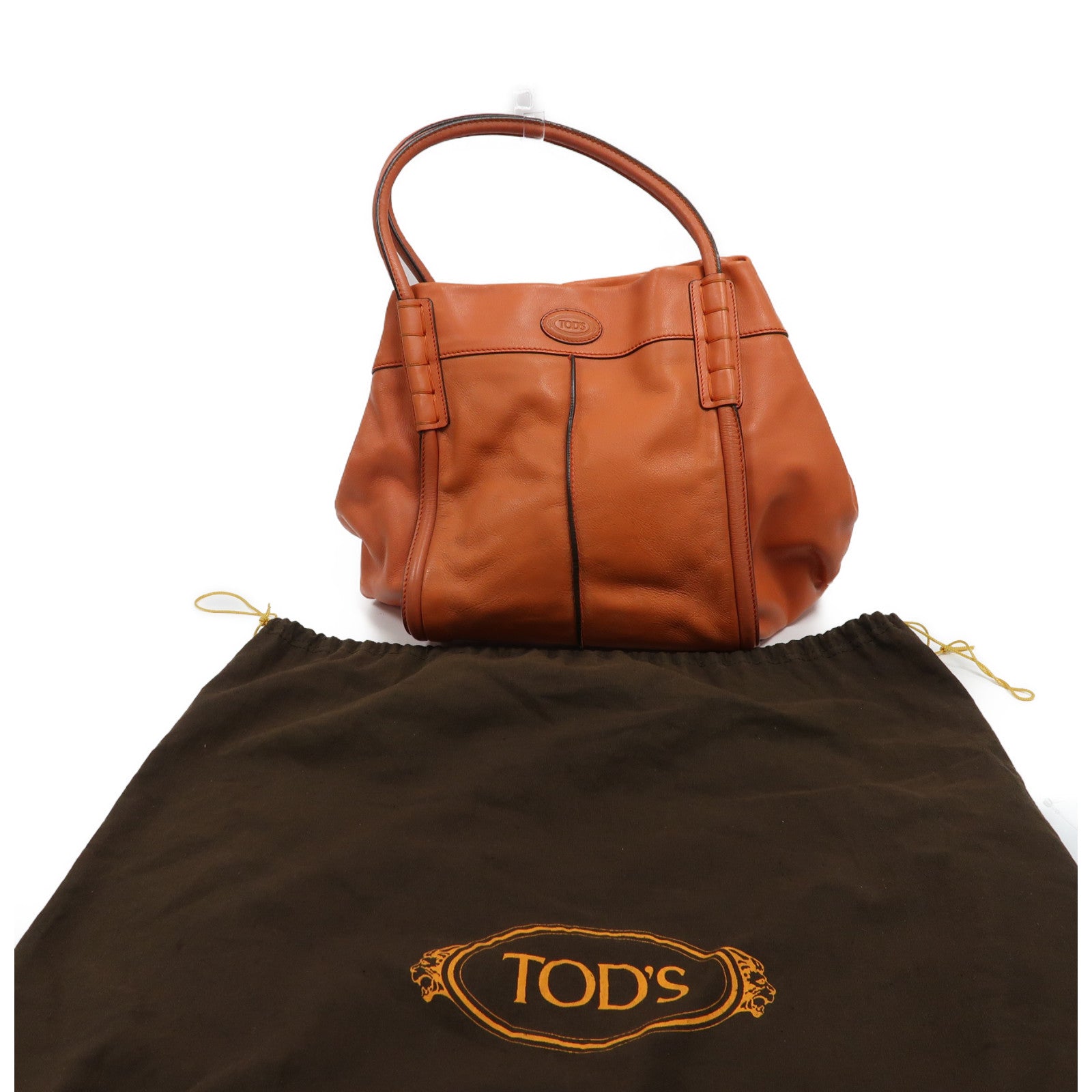 TOD'S (PRICE DOWN) SHW Hand Bag Calfskin Leather Orange