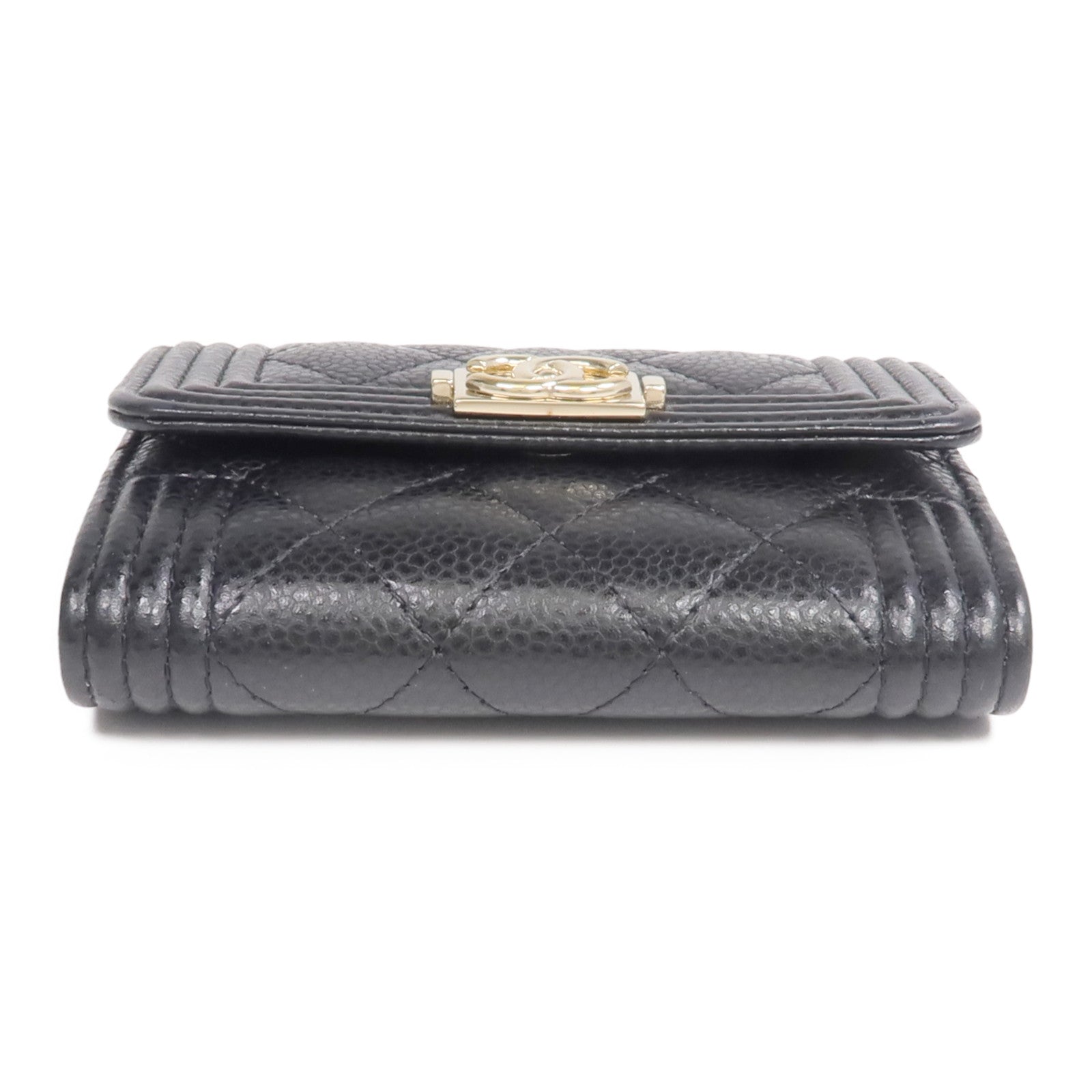 CHANEL 牛皮皮革Boy Card Case金扣卡片套