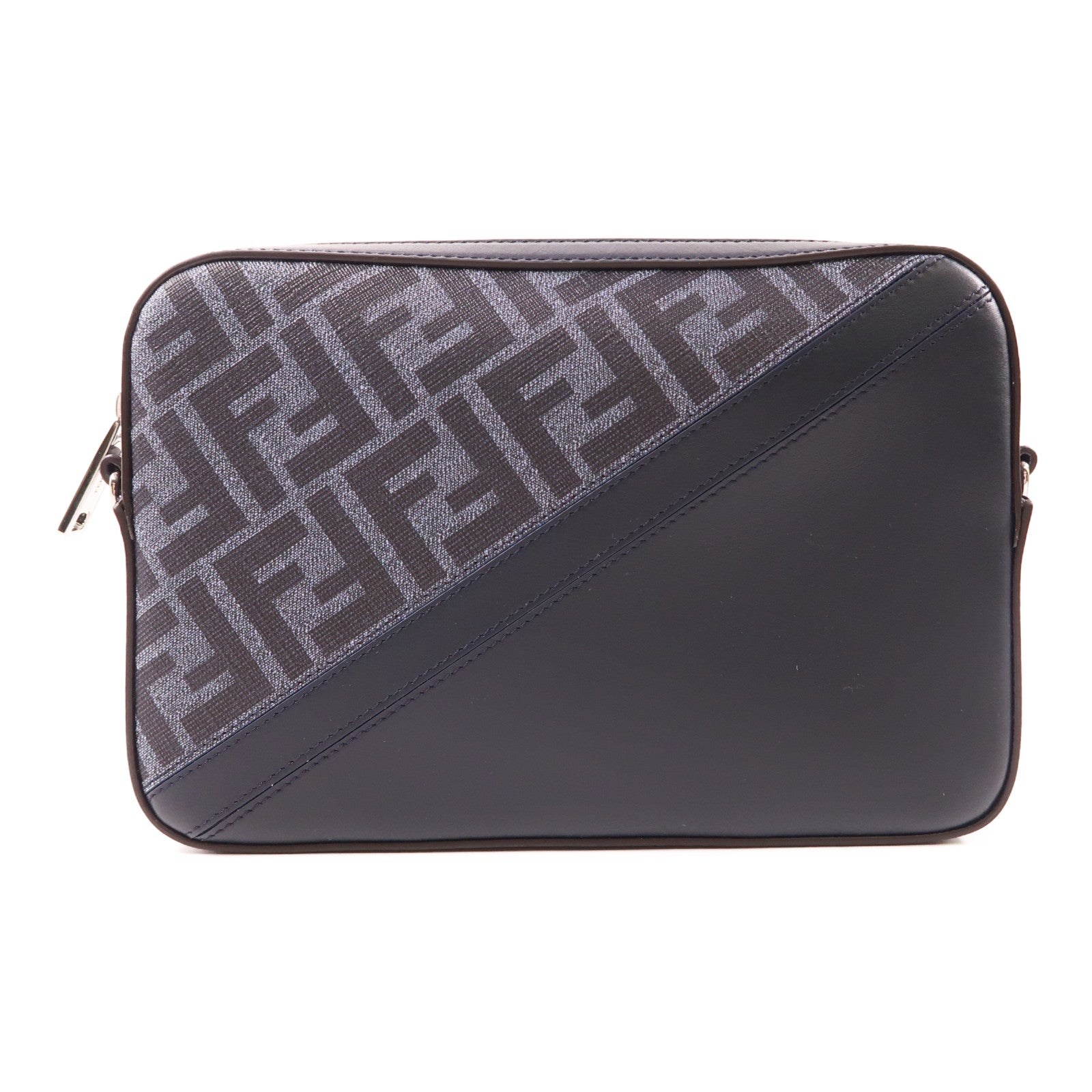 FENDI 塗層帆布Diagonal Camera Case銀扣肩背袋