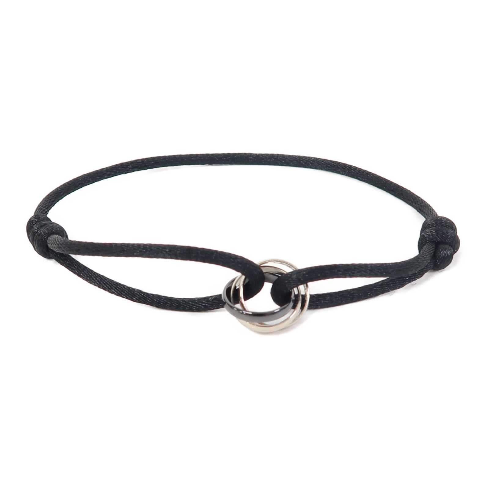 CARTIER 18K白金/陶瓷Trinity Bracelet手鏈黑色