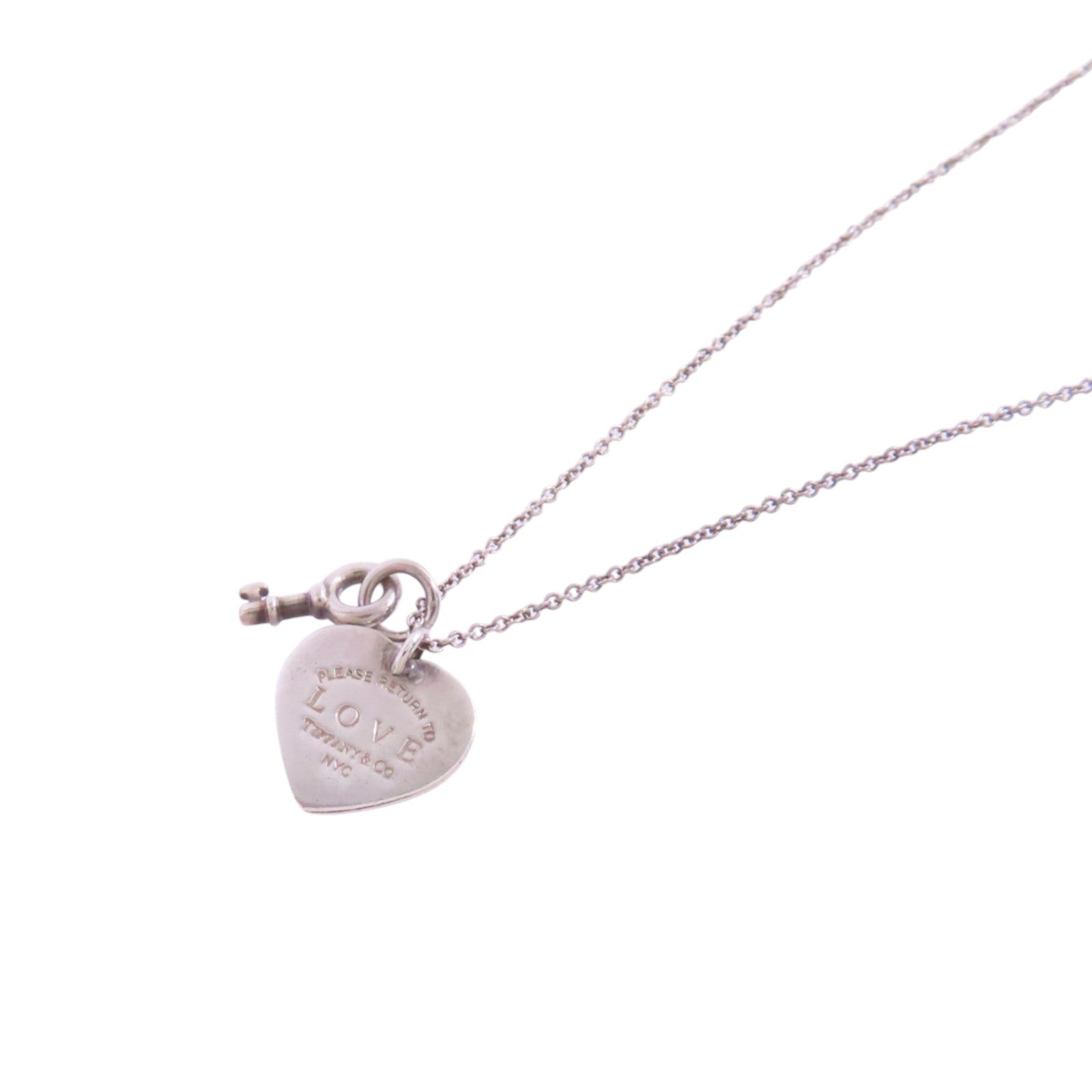 TIFFANY＆CO 925純銀Heart Rock And Key Necklace項鏈